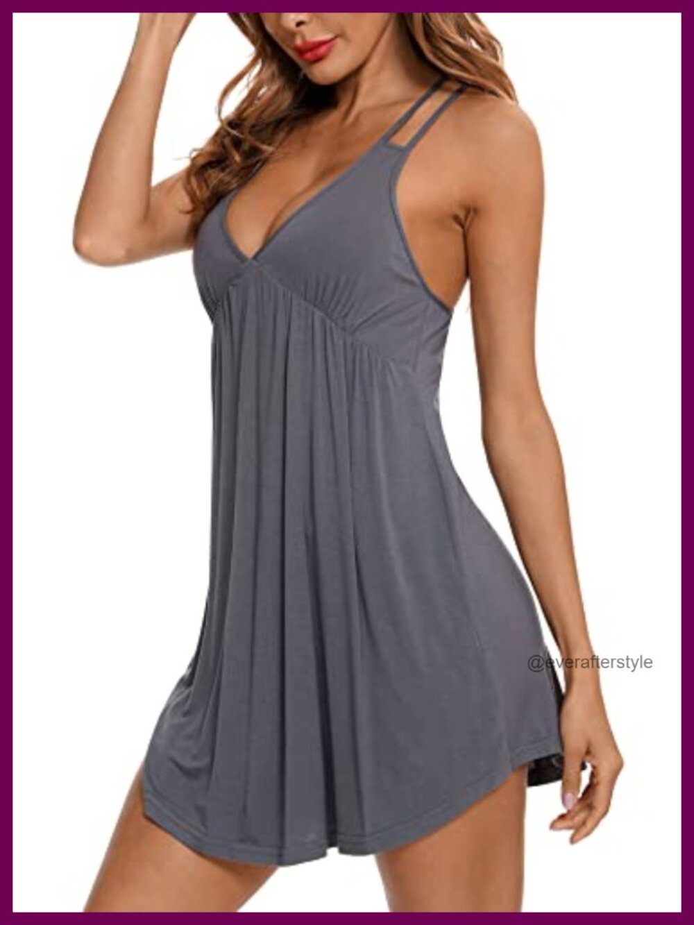 Samring Sexy Lingerie Chemise V-Neck Babydoll Nightgown Sleepwear